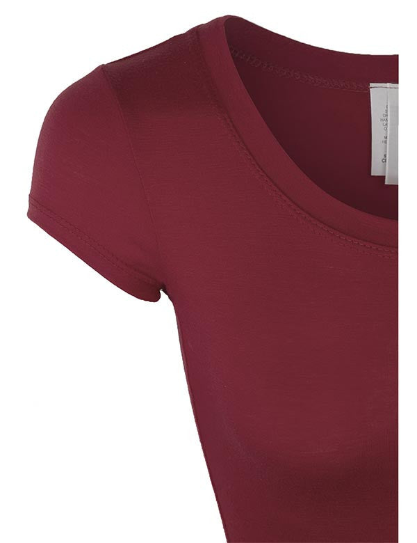 Short Sleeve Crop Top Solid Round Neck T Shirt