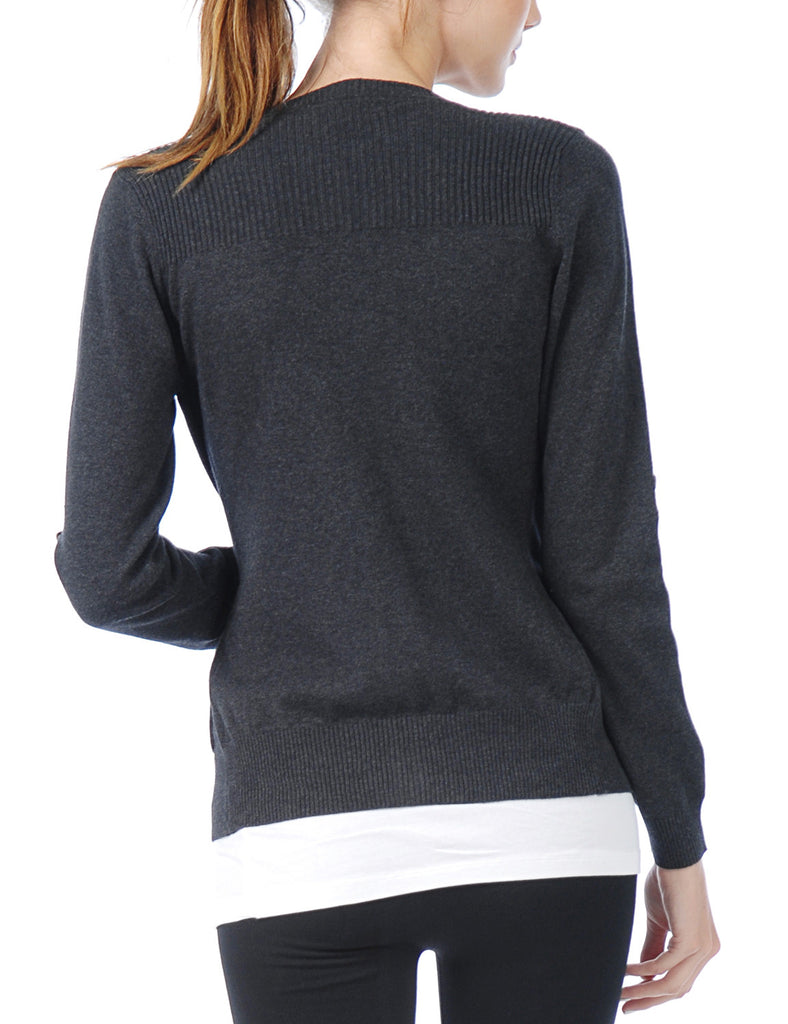 Classic Long Sleeve Deep V Neck with Adjustable Roll Up Sleeve