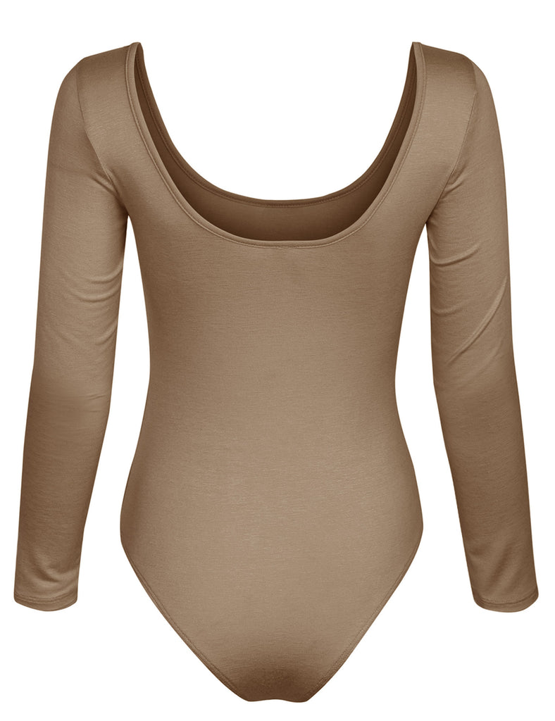 Long Sleeve Scoop Neck Bodysuit with Snap Button Closure