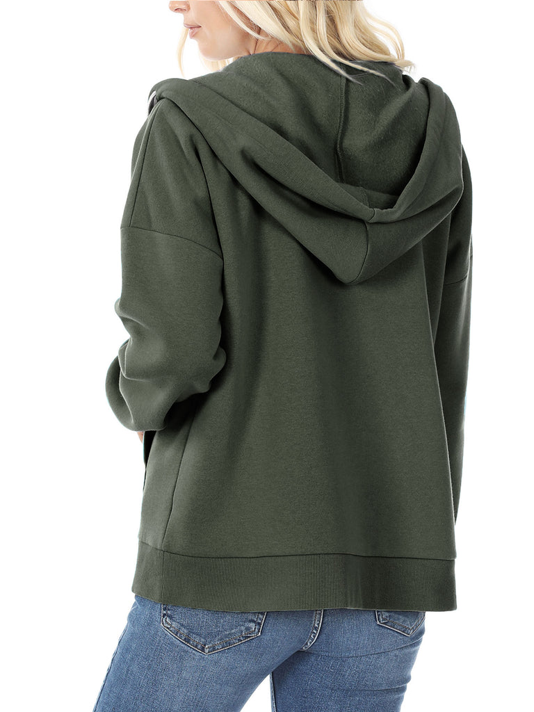 KOGMO Women's Fleece Hoodie Jacket with Kangaroo Pockets