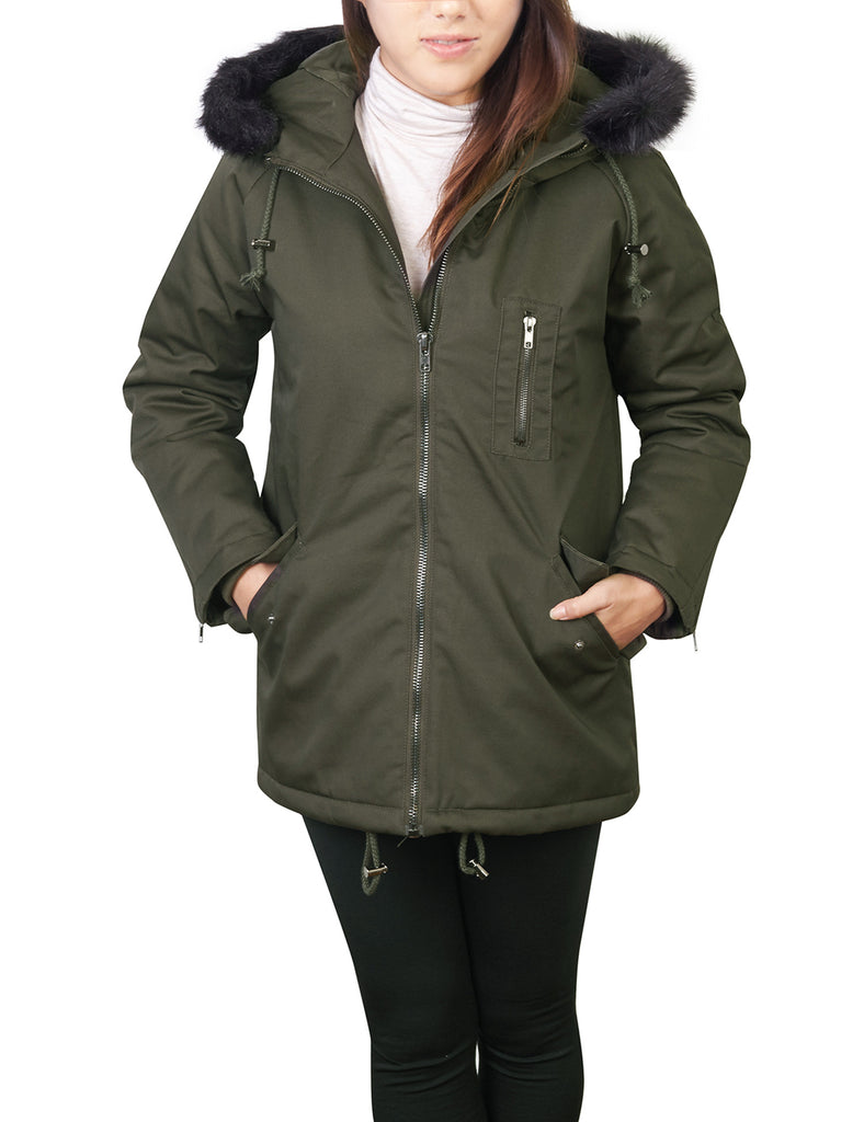 Thick Anorak Down Jacket Parka with Faux Fur Hoodie