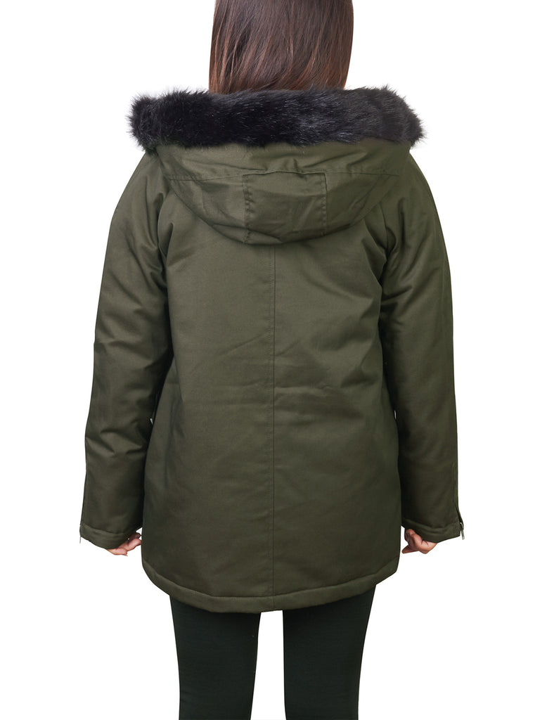 Thick Anorak Down Jacket Parka with Faux Fur Hoodie