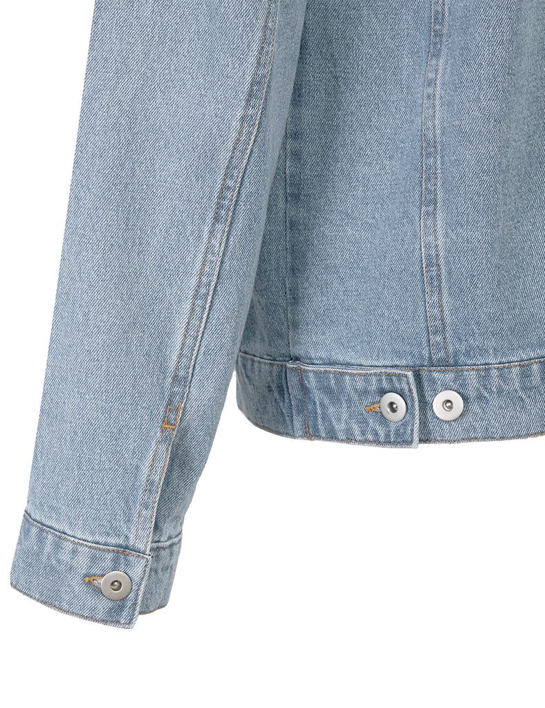 Women's Distressed Boyfreind Denim Jacket Loose Fit with Inner Pockets