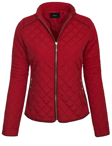 Womens Quilted Fully Lined Lightweight Zip Up Jacket S-3X - KOGMO