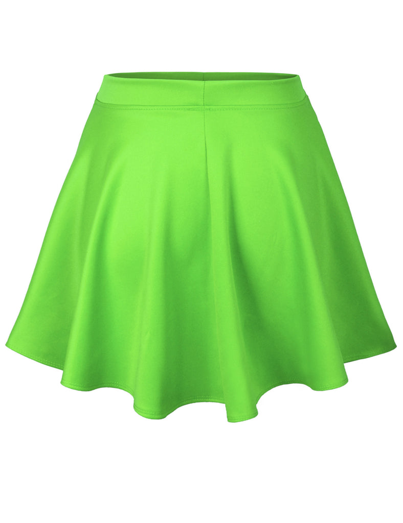 Basic Solid Versatile Stretchy Flared Casual Mini Skater Skirt