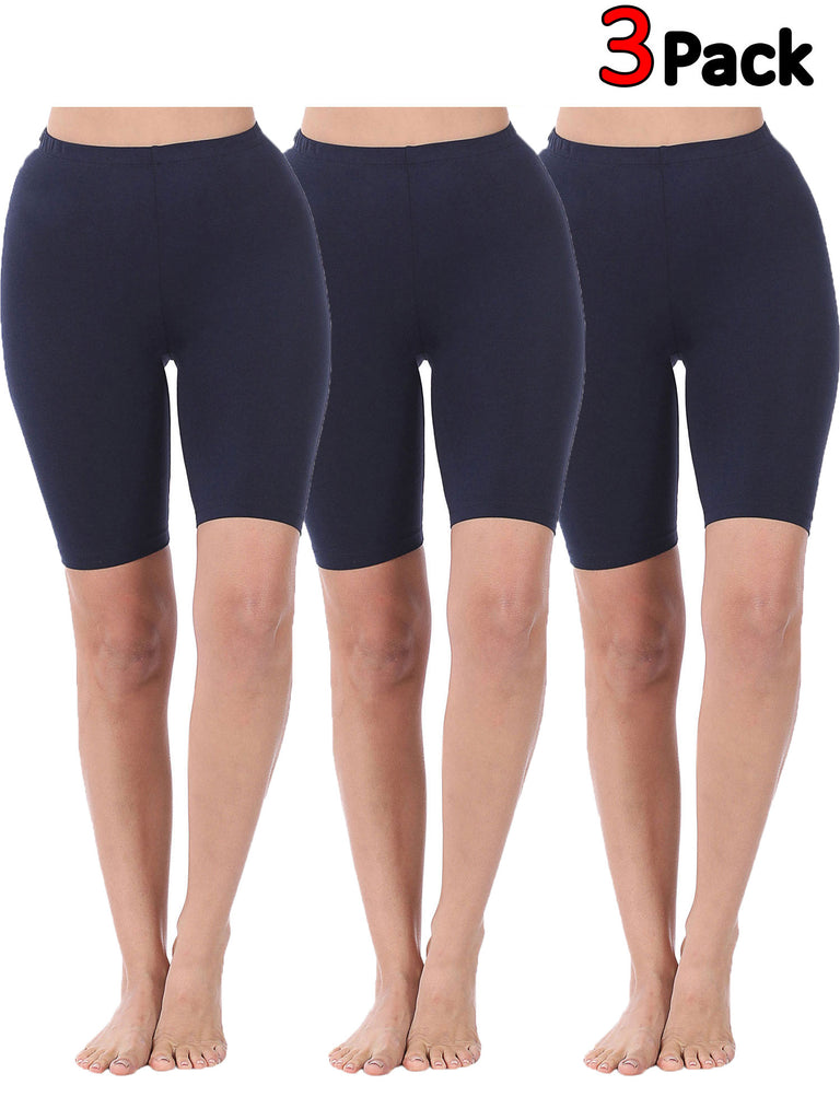 KOGMO Womens Premium Cotton Comfortable Stretch Shorts Leggings 8in Inseam 1-Pack or 3-Pack