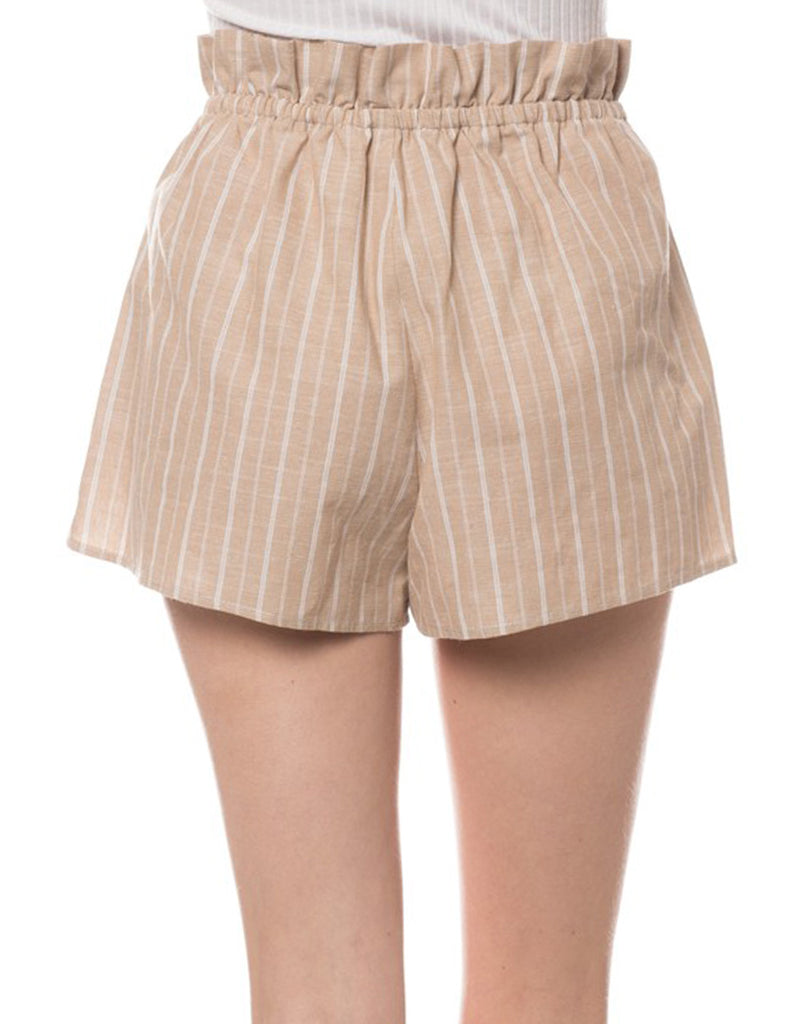 KOGMO Women's Casual Striped Summer Beach Shorts With Self Tie Bow