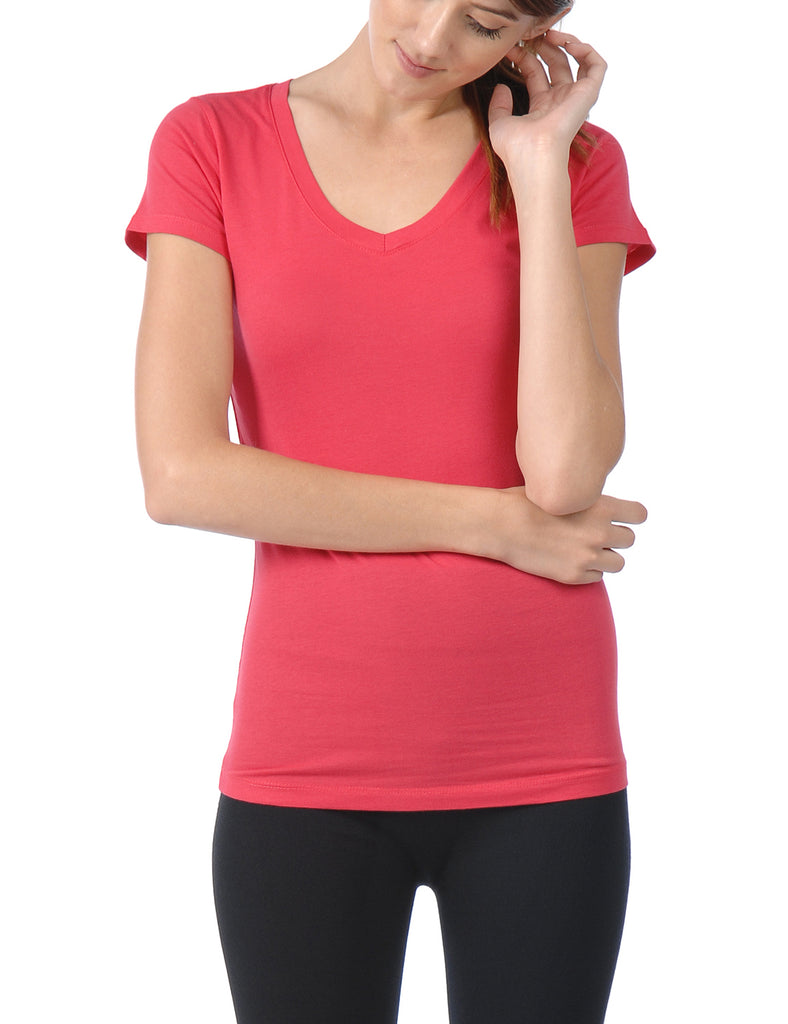 [Clearance] Women's Lightweight Short Sleeve V Neck T Shirt with Comfortable Stretch
