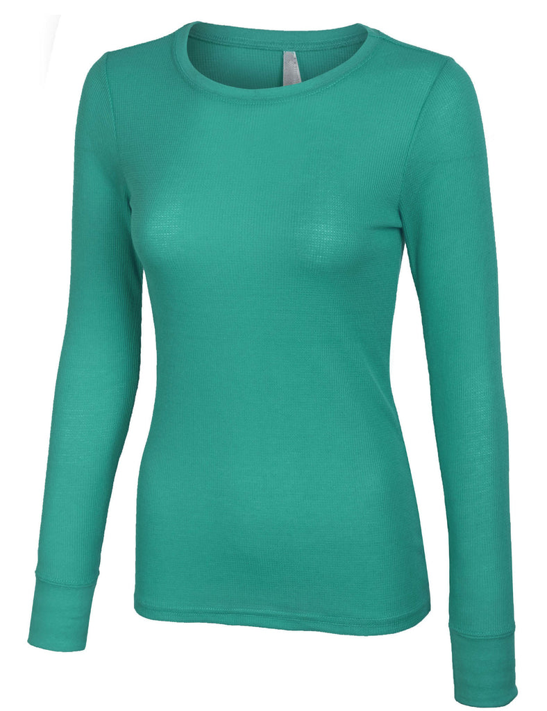 Plain Basic Round Crew Neck Thermal Long Sleeves T Shirt Top