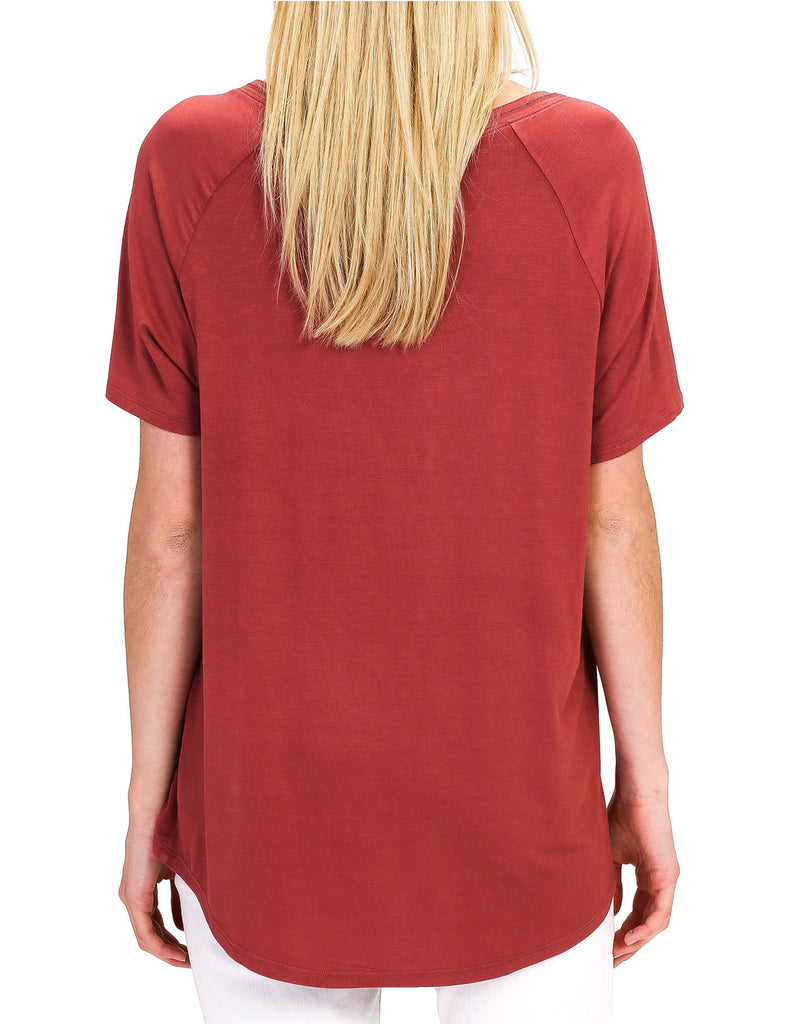 Women's Lightweight V-Neck Loose Fit Plain Casual Tunic Top Tee