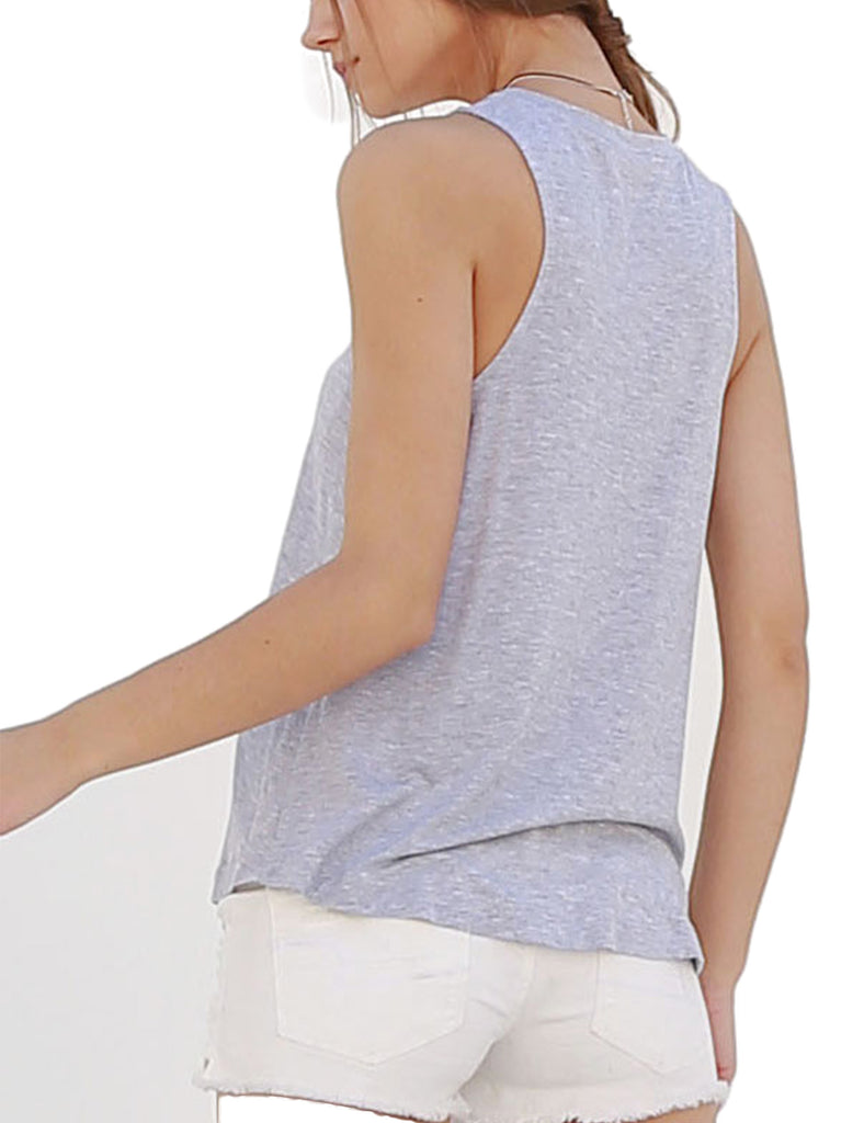 Women's Relaxed Lightweight Casual Loose Fit Round Neck Basic Tank Top