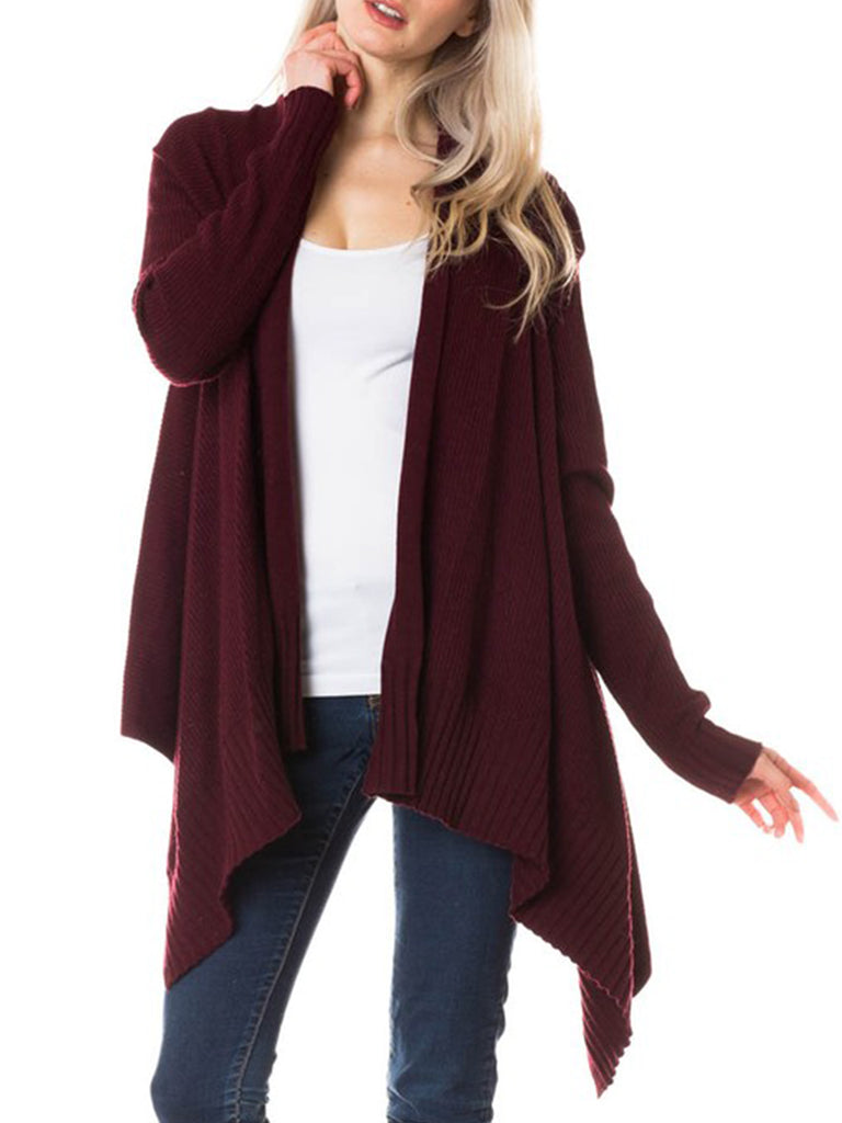 KOGMO Womens Long Asymmetrical Soft Viscose Knit Cardigan