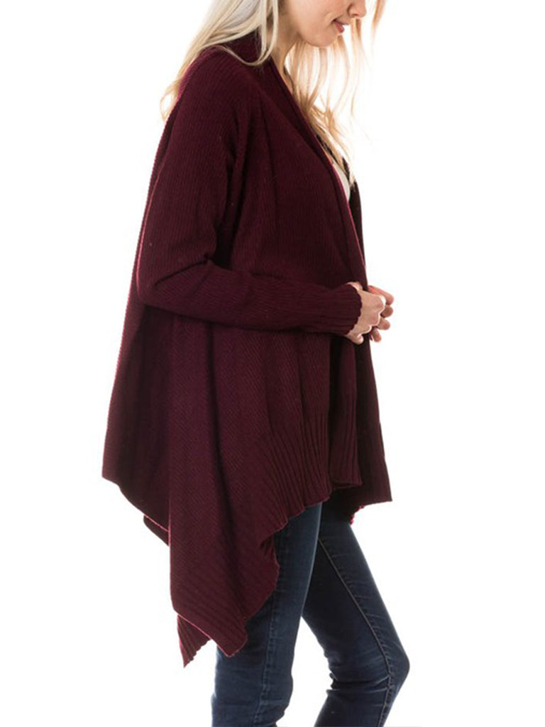 KOGMO Womens Long Asymmetrical Soft Viscose Knit Cardigan