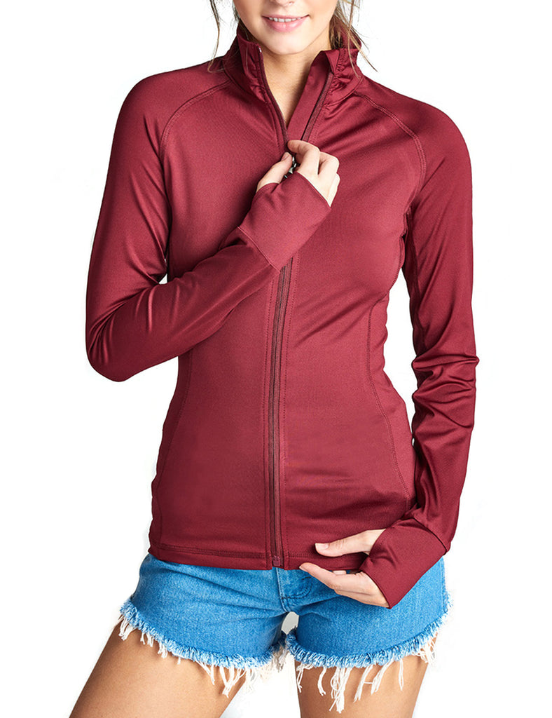 Womens Performance Zip Up Stretchy Work Out Track Jacket