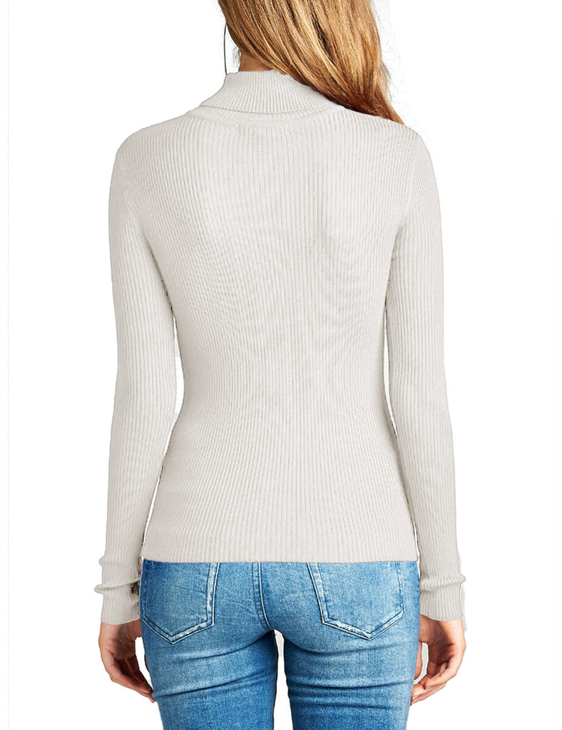 Womens Long Sleeve Fitted Turtle Neck Ribbed Sweater Top