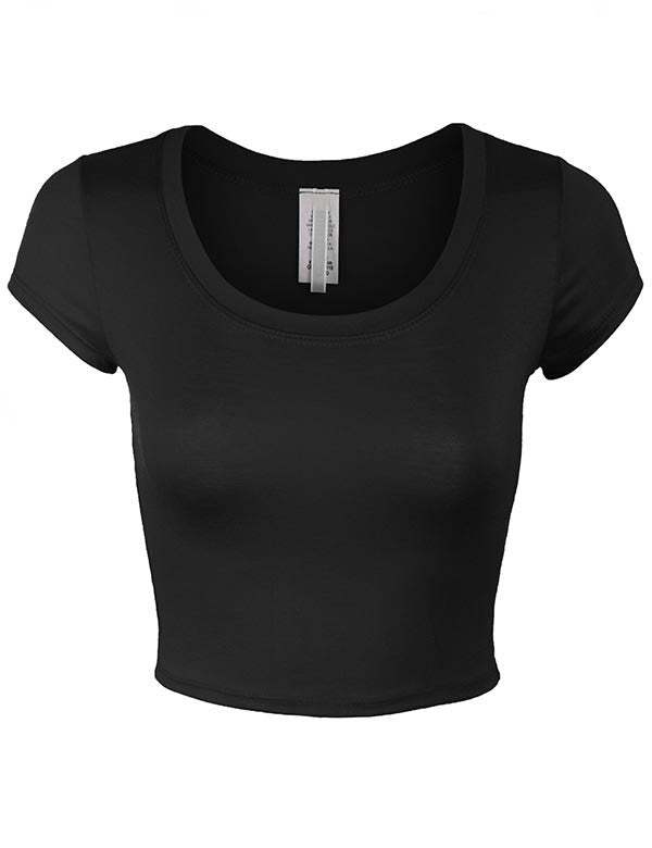 VIIOO Women's Casual Loose Short Sleeve Crop Top Basic Solid Crop Crew Neck  Tee Shirts(Black/O-Neck,S) : : Clothing, Shoes & Accessories