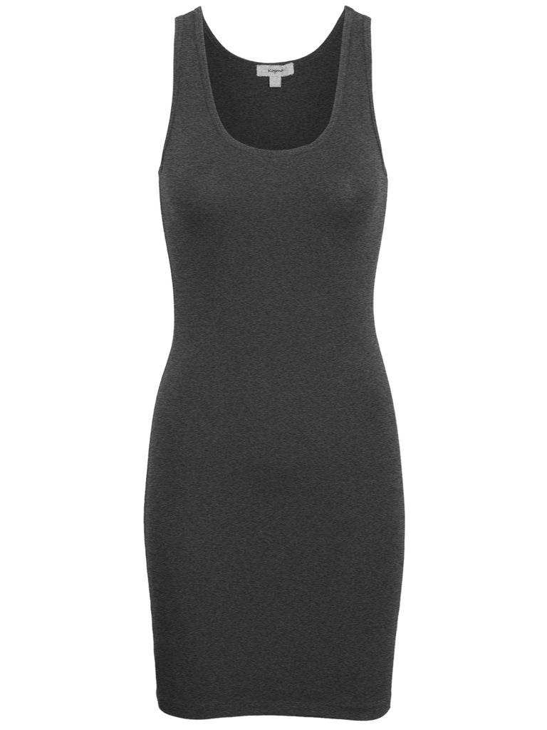 [Clearance] Womens Solid Basic Sleeveless Scoop Neck Bodycon Premium Cotton Dress (S-XL)