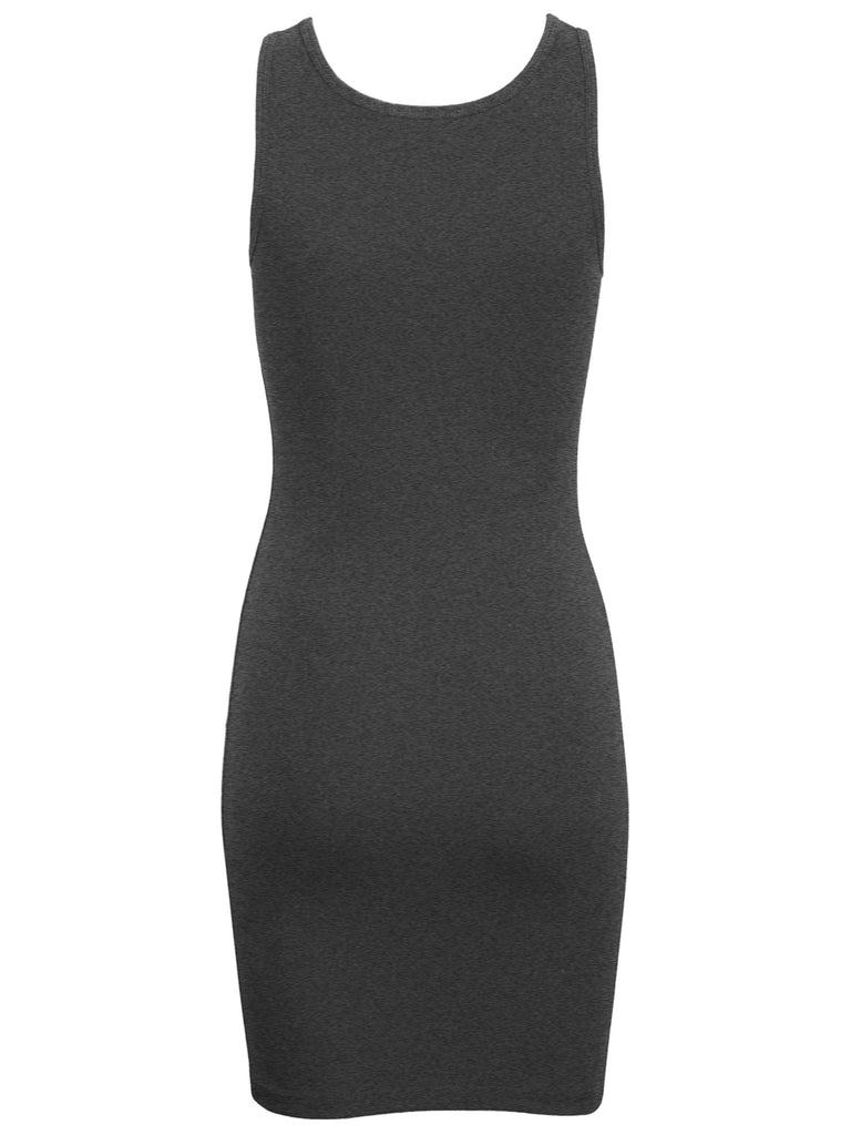 [Clearance] Womens Solid Basic Sleeveless Scoop Neck Bodycon Premium Cotton Dress (S-XL)