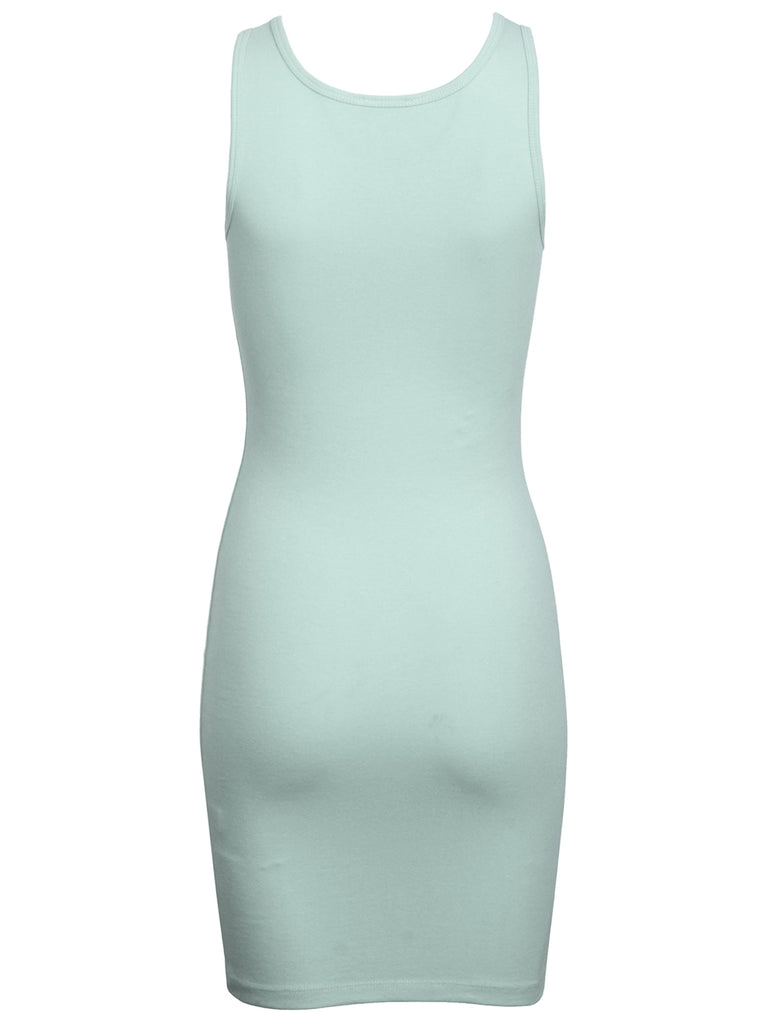 Copy of KOGMO Womens Solid Basic Sleeveless Scoop Neck Bodycon Premium Cotton Dress (S-XL)