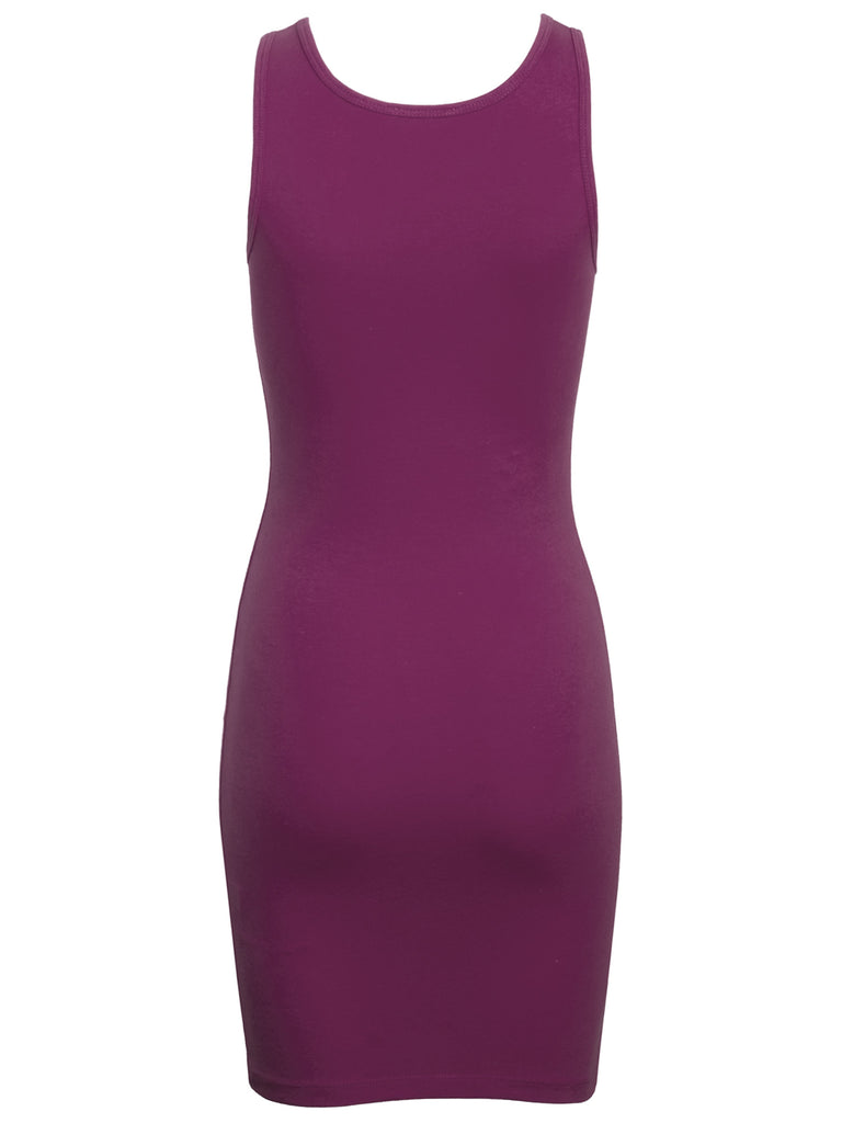 KOGMO Womens Solid Basic Sleeveless Scoop Neck Bodycon Premium Cotton Dress (S-XL)
