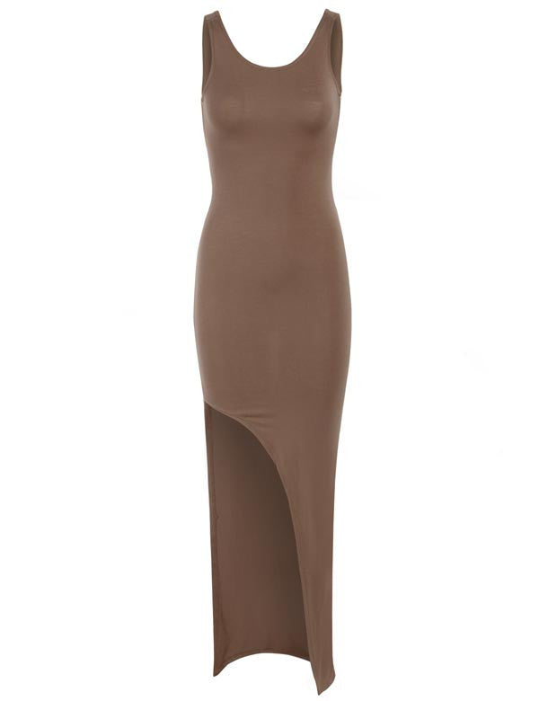 Sleeveless Side Split Open Leg Stretch Long Maxi Skirt Dress Cross Back