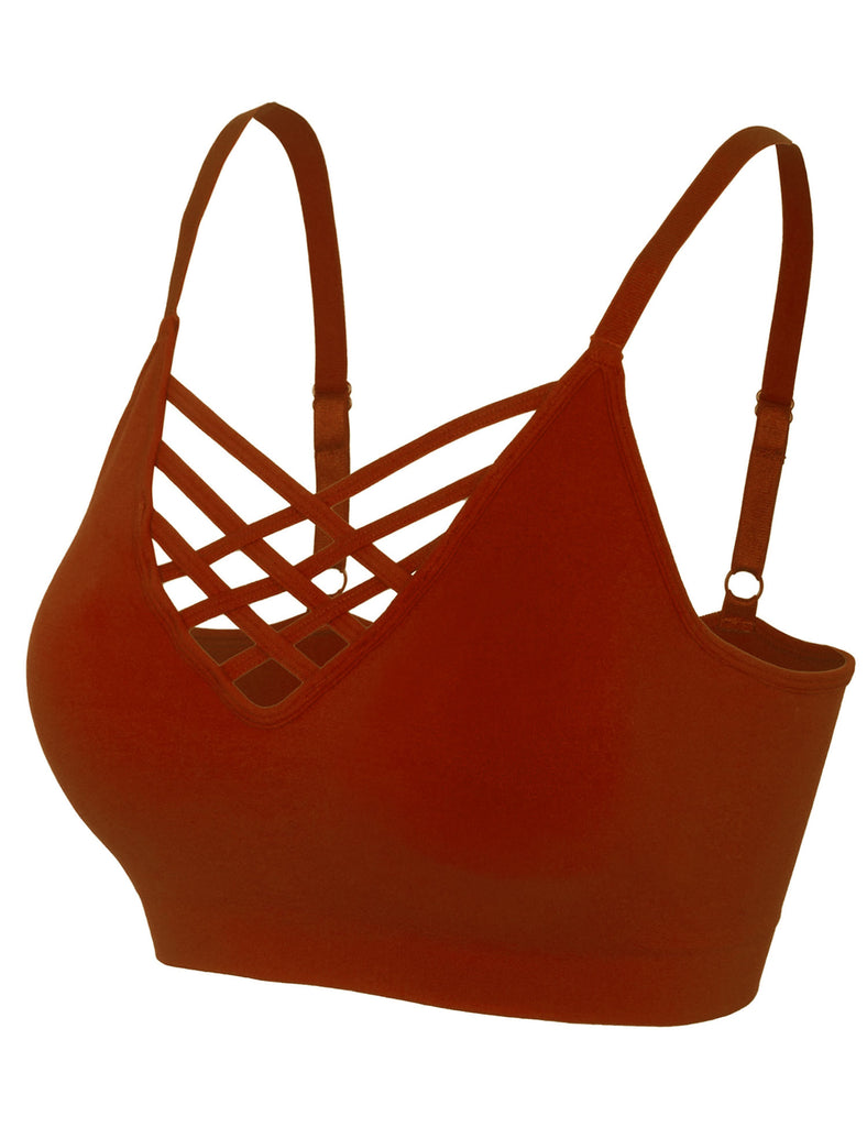 Women's Front V-Lattice Bralette with Adjustable Straps and