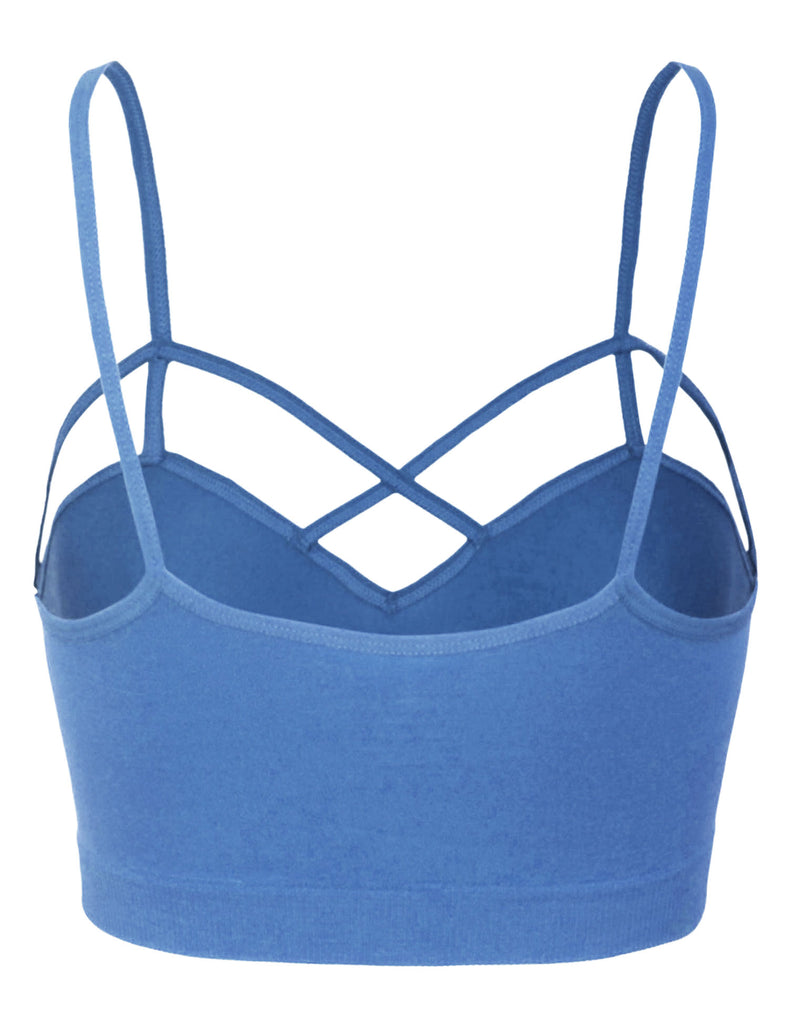 Nolabel 6659 Women's Wirefree Seamless Bralette Strappy Bra Crop Top  Bralette Sports Bra Top Removable Pads Ash Blue SM at  Women's  Clothing store