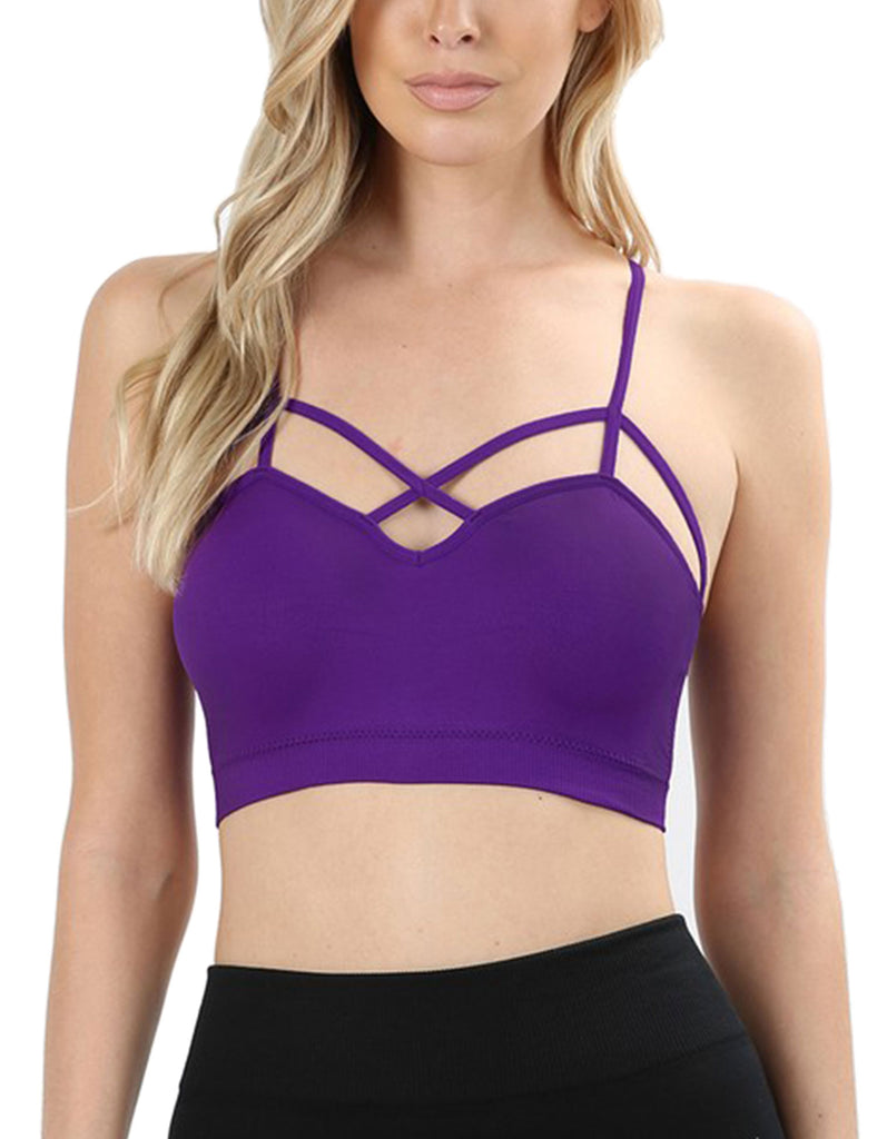 Piftif womens Bralette with Criss Cross Straps Details - 1 pc, Free Size  Padded Bralette, Removable Pads