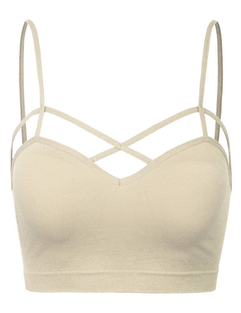 No Boundaries Women's Seamless Pullover Strappy Front Bralette 