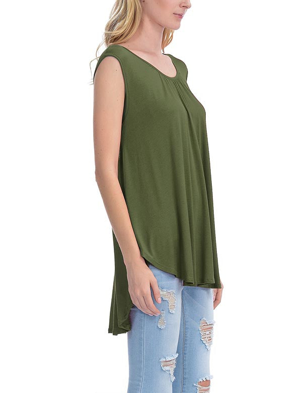 Solid Short Sleeve Tunic Top with Open Back Spaghetti Strap Tie
