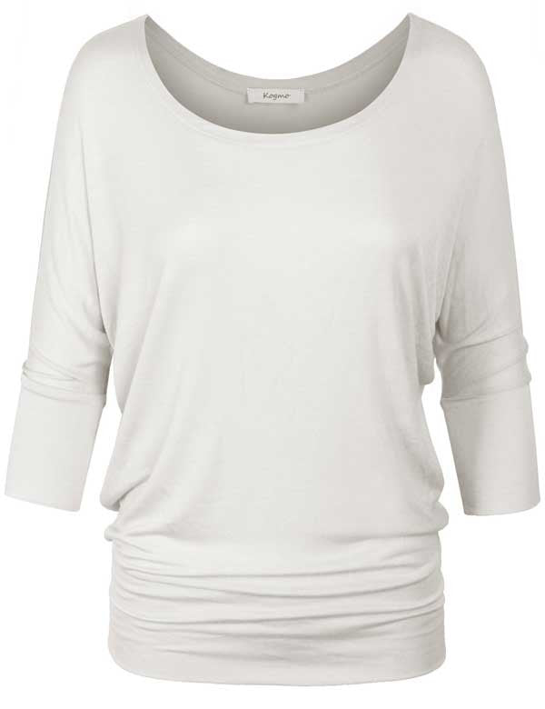 3/4 Sleeve Dolman Casual Loose Fit Drape Top T-Shirt (S-3X)