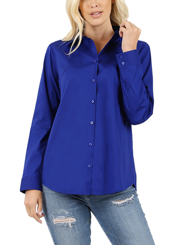 3/4 Roll Up Sleeve Pullover Woven Blouse Shirts - KOGMO