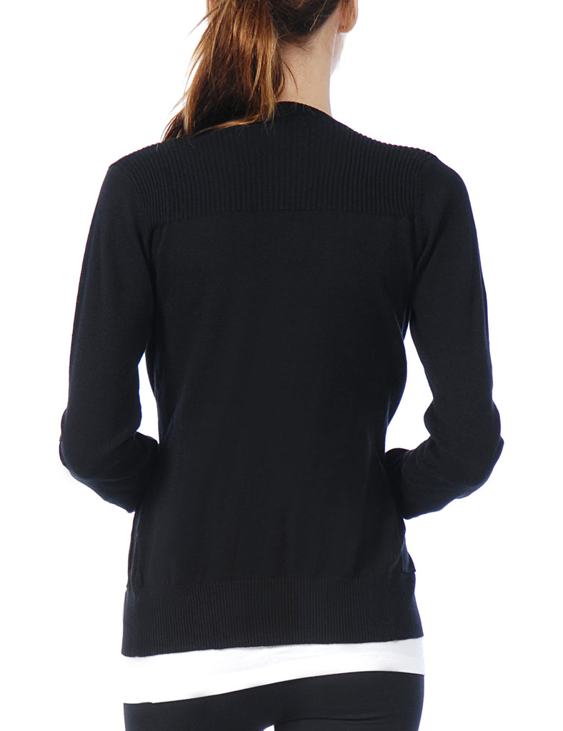 [Clearance] Women's Classic Long Sleeve Deep V Neck with Adjustable Roll Up Sleeve