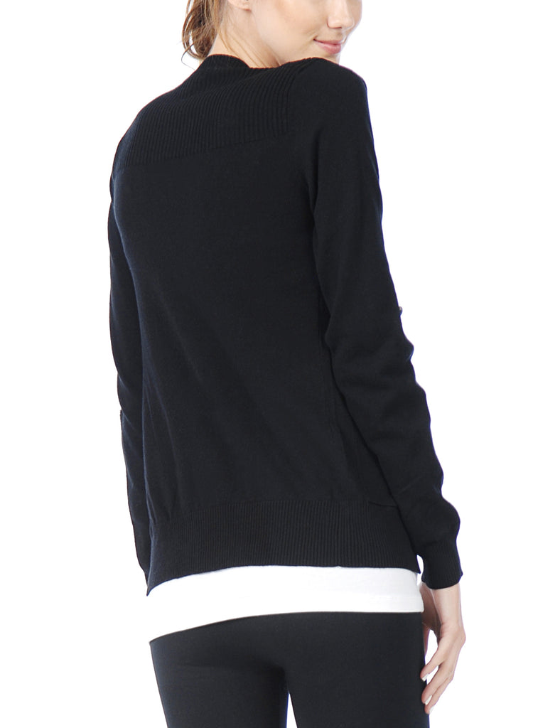 [Clearance] Women's Classic Long Sleeve Deep V Neck with Adjustable Roll Up Sleeve