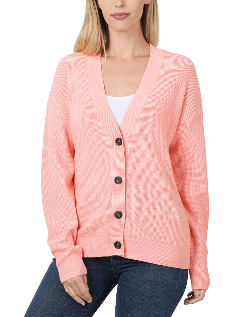 Womens Casual Viscose Sweater Cardigan with Button Closure