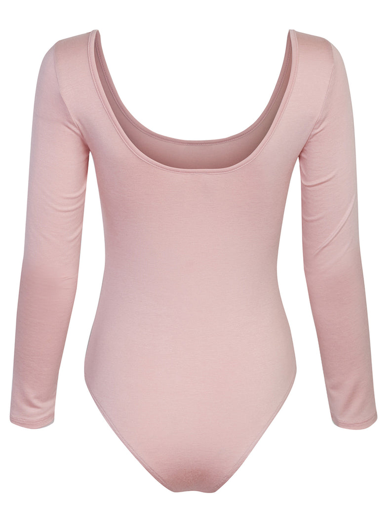 Long Sleeve Scoop Neck Bodysuit with Snap Button Closure