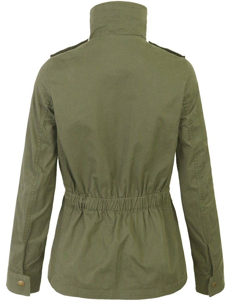 Ybenlow Womens Military Jacket Zip Up Lightweight Safari Utility