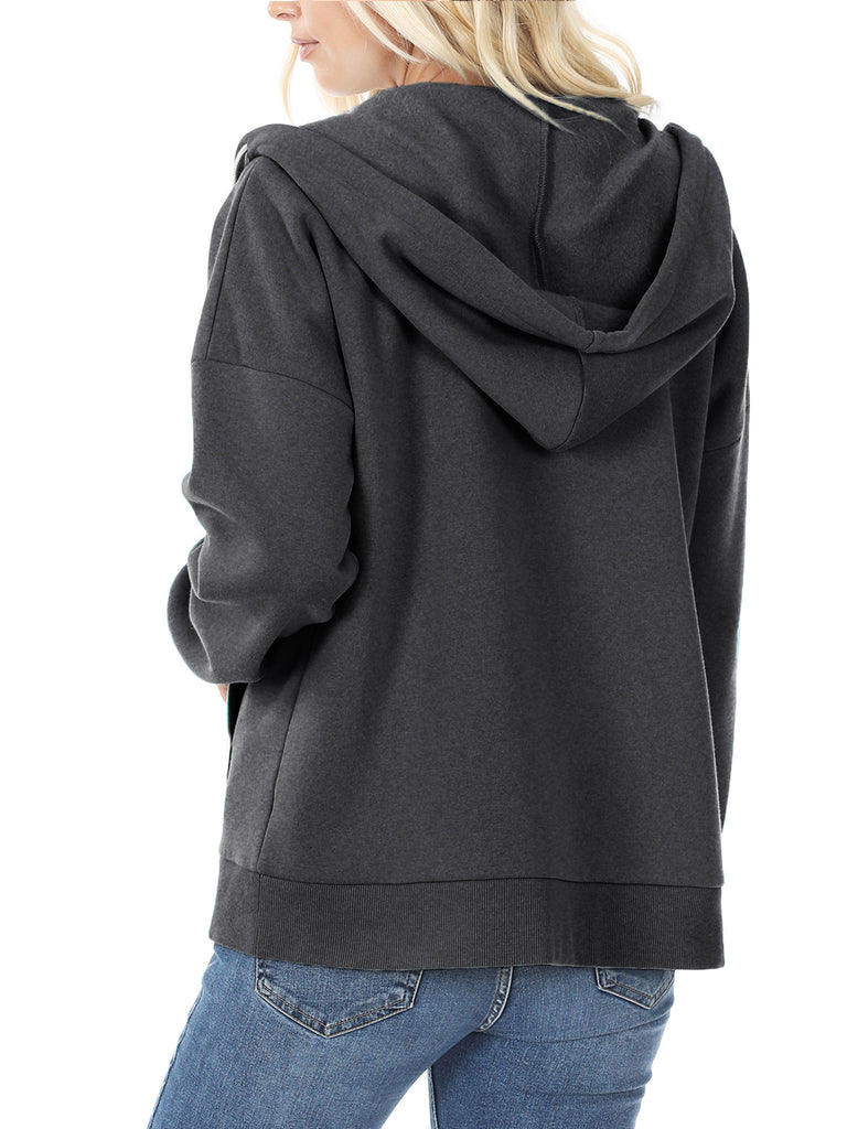 KOGMO Women's Fleece Hoodie Jacket with Kangaroo Pockets