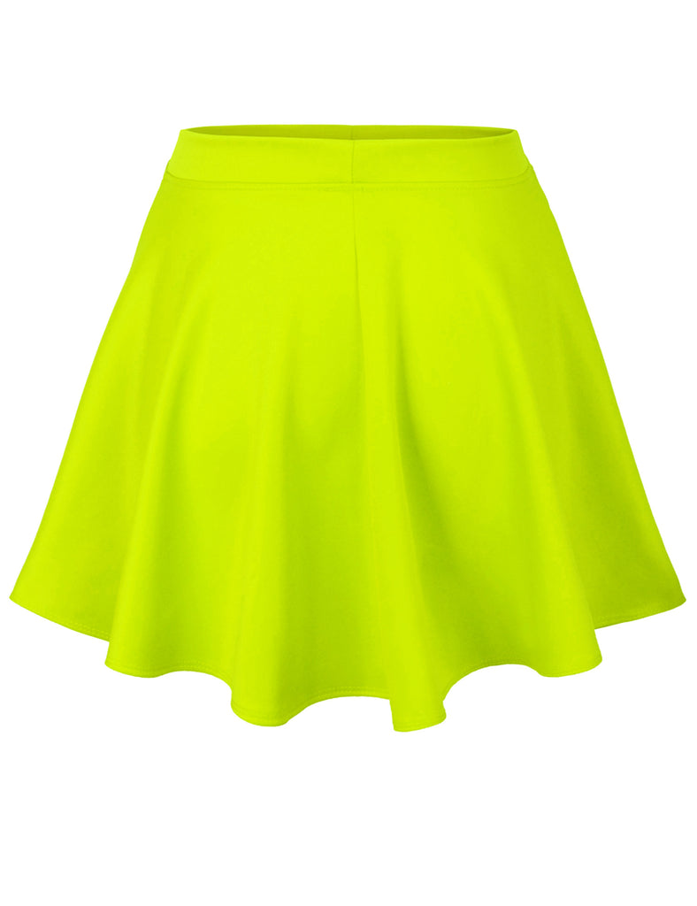 Basic Solid Versatile Stretchy Flared Casual Mini Skater Skirt