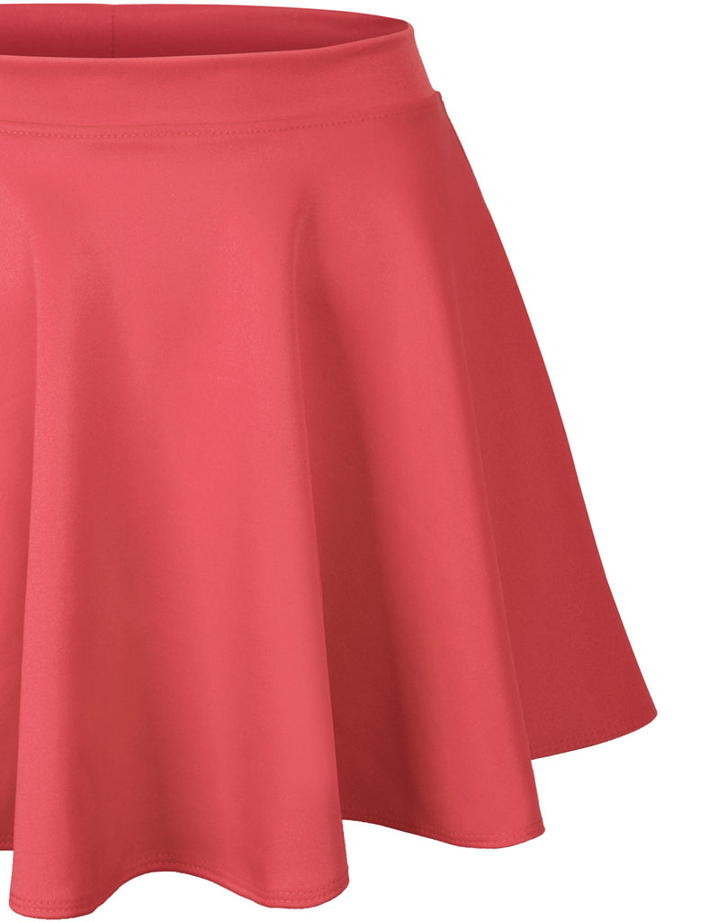 Womens Mini Skirts Versatile A Line Basic Stretchy Flared Skater Skirt