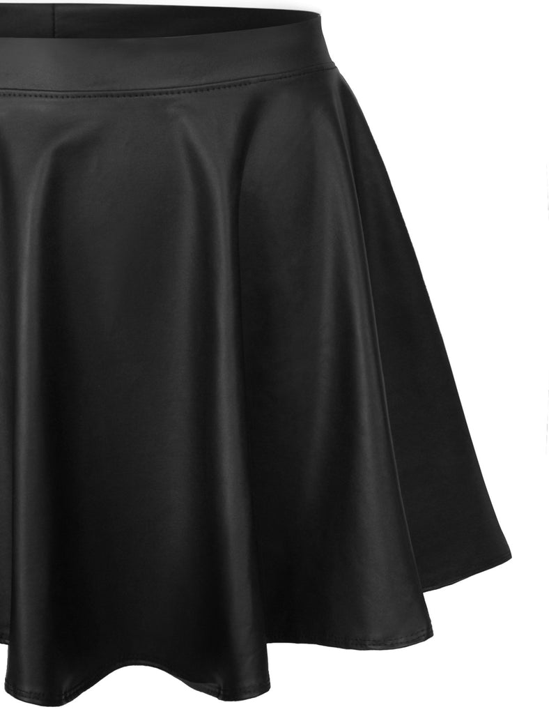 Women's Basic Versatile Stretchy Flared Casual Mini Skater Skirt 
