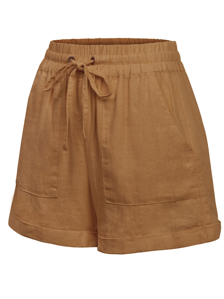 Style&co. Brown Skimmer Cargo Shorts Womens Medium Roll-Up Drawstring