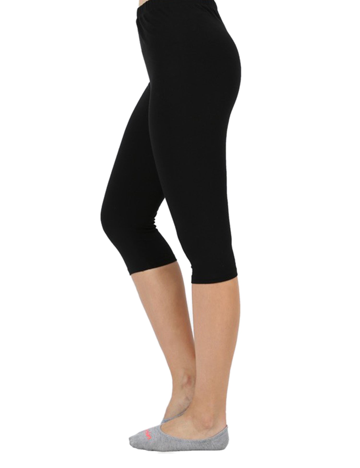Womens Premium Cotton Comfortable Stretch Capri Leggings 15in Inseam  (3-Pack)