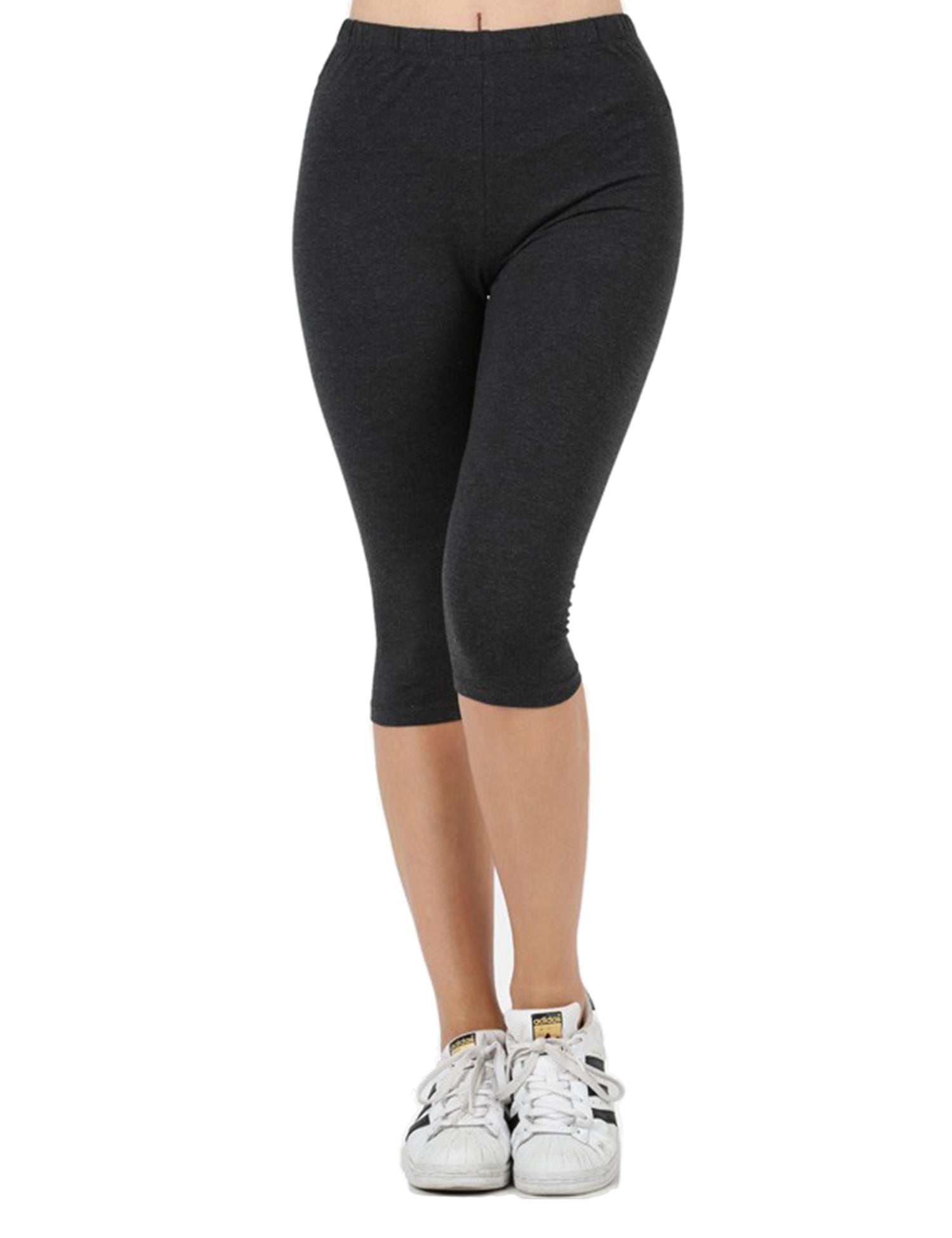 Women & Plus Soft Cotton Active Stretch Capri Length Lightweight Leggings  (2PK-Navy/Charcoal, 3X)