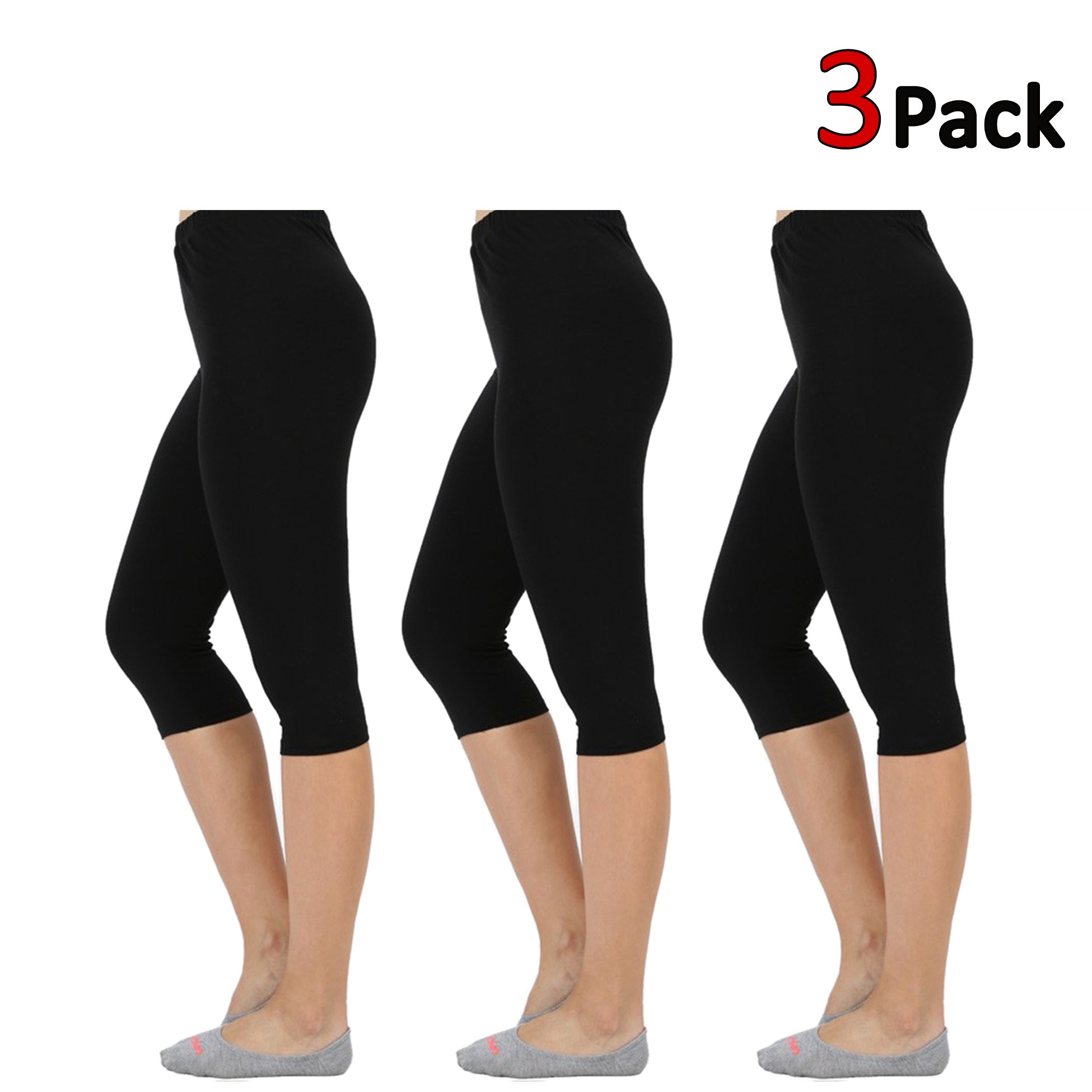 Womens Premium Cotton Comfortable Stretch Capri Leggings 19in Inseam