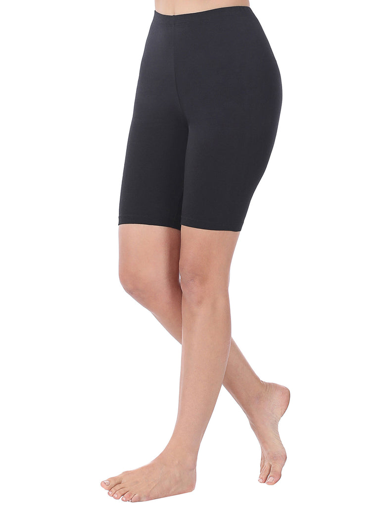 KOGMO Womens Premium Cotton Comfortable Stretch Shorts Leggings 8in Inseam 1-Pack or 3-Pack