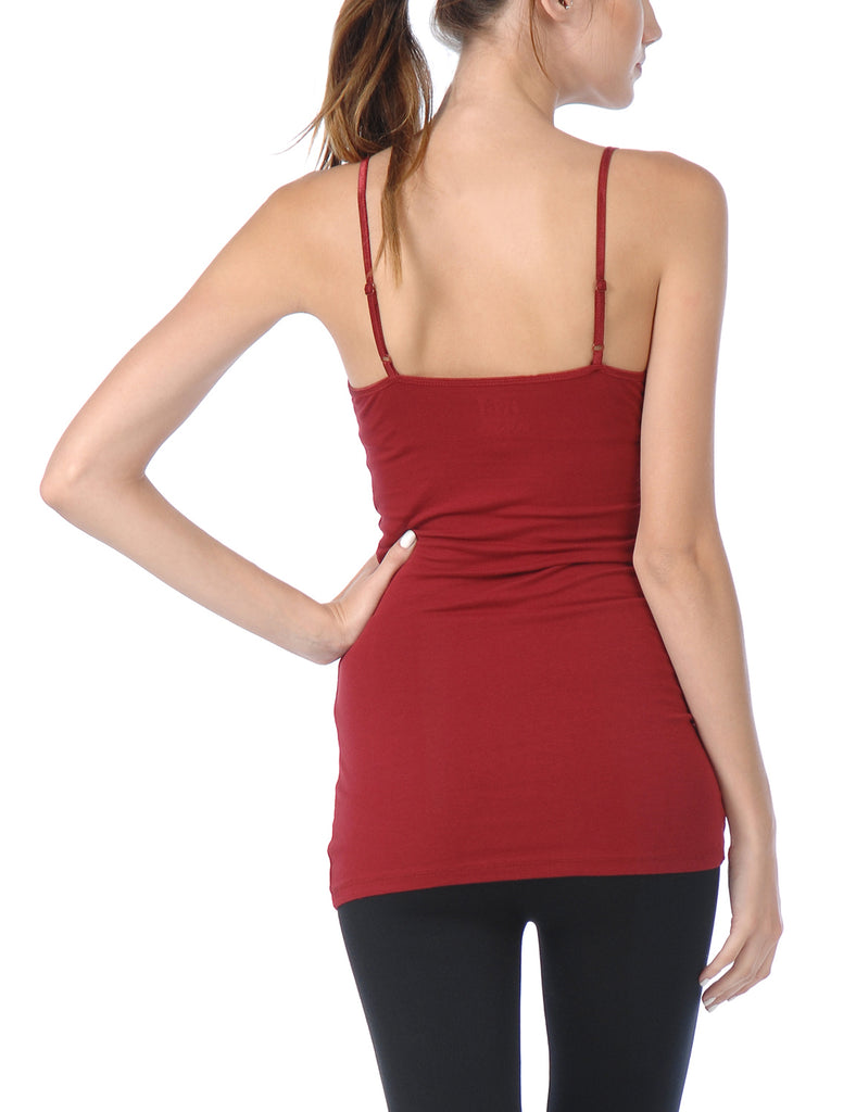 [Clearance] Women's Plain Long Cami Tank Top with  Adjustable Spaghetti Straps