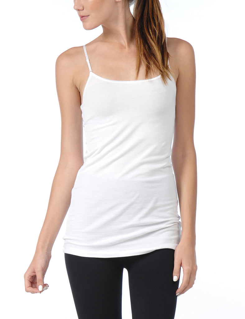 [Clearance] Women's Plain Long Cami Tank Top with  Adjustable Spaghetti Straps