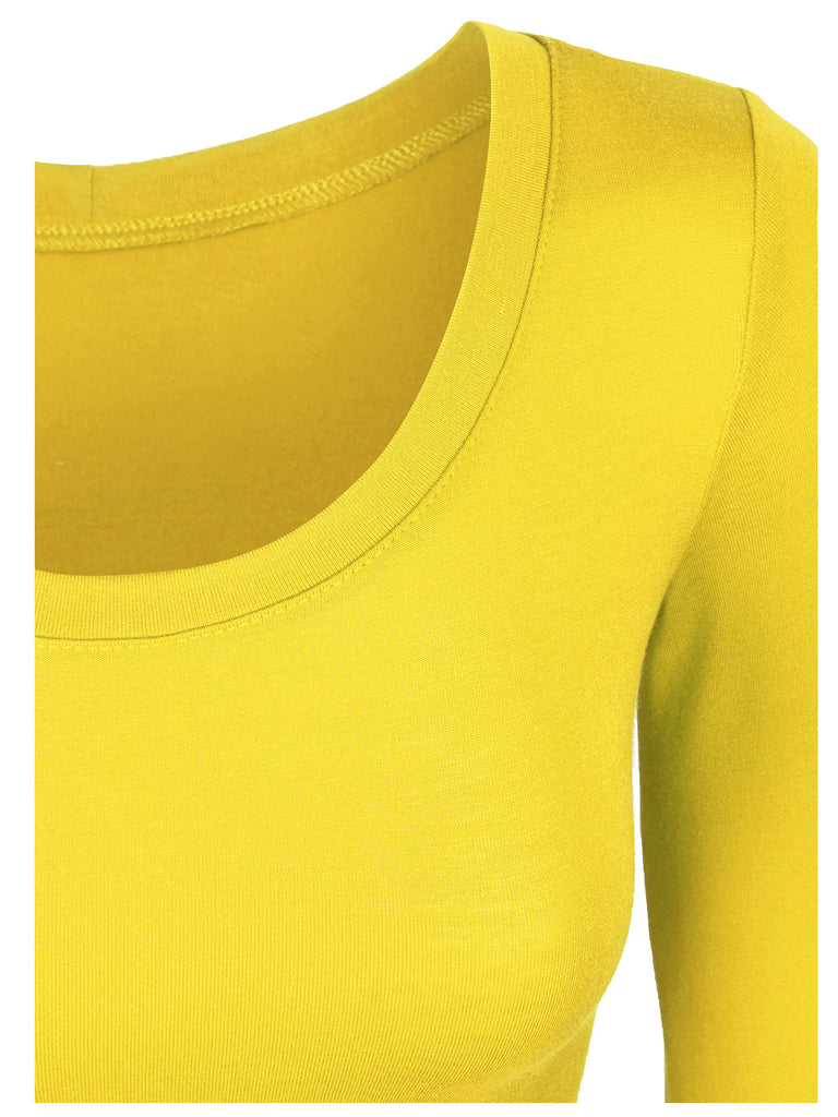 Seamless Femme Crop Long Sleeve - Brass Yellow