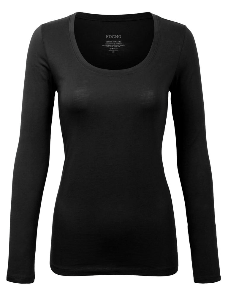 VIIOO Women's Basic Crew Neck Long Sleeve Crop Top Solid Slim Cotton Crop  T-Shirt(Black/O-Neck,S) at  Women's Clothing store